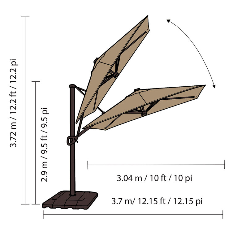 Seasons Sentry, Sombrilla Cuadrada Voladiza Beige de 3.04 m con Base  — Imagen 3 de 4