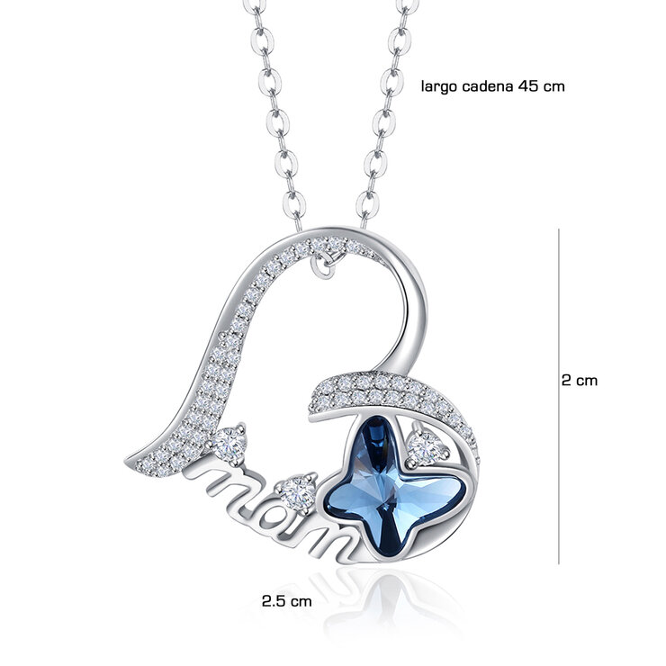 Mayfer, Collar con Cristal Austríaco con Dije con Palabra Mom y Figura Mariposa — Imagen 3 de 4