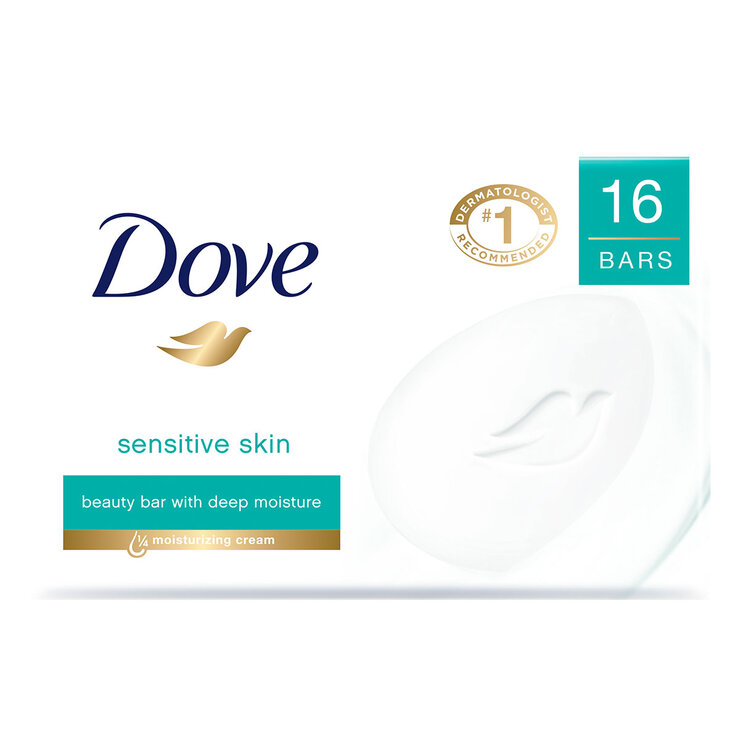 Dove Sensitive Jabón Corporal en Barra 16 pzas — Imagen 1 de 2