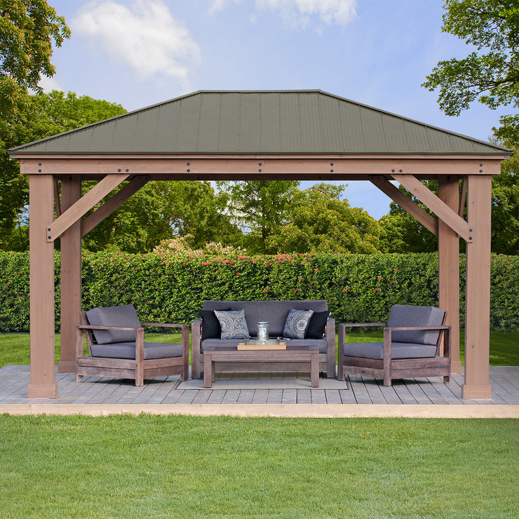 Yardistry Pérgola de Madera con Techo de Aluminio de 3.6m x 4.8m