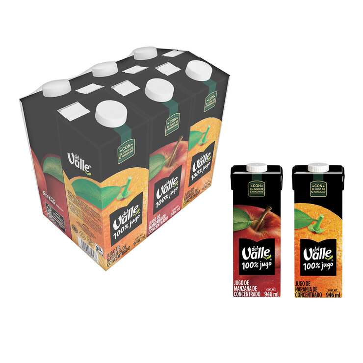Del Valle 100% Jugo  Manza y Naranja 6 pzas — Imagen 1 de 4