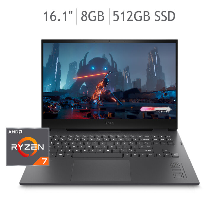 Laptop Gaming OMEN 16-c0502la, AMD Ryzen 7, 8 GB, GPU NVIDIA® GeForce RTX™ 3050 para laptop (GDDR6 de 4 GB dedicada), 512 GB SSD, 16.1, FHD, Windows 11 Home — Imagen 1 de 4