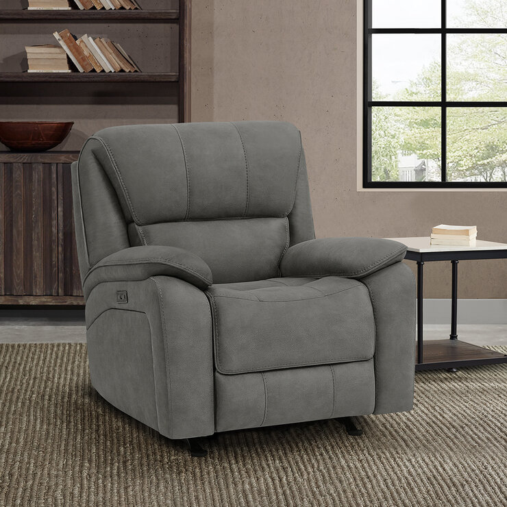 Barcalounger, Sillón Reclinable Mecedor de Tela con Reposacabezas Eléctrico — Imagen 1 de 4