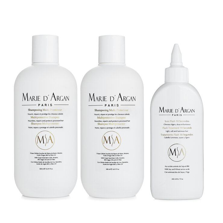 Marie D'Argan, Dúo Shampoo Multiprotector + Tratamiento Flash Fluid 10 segundos