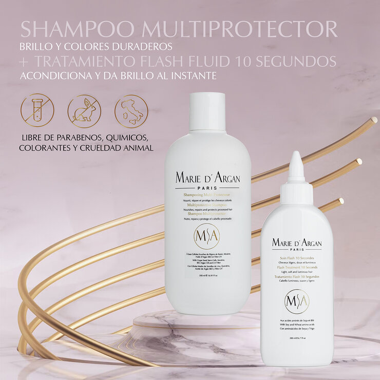 Marie D'Argan, Dúo Shampoo Multiprotector + Tratamiento Flash Fluid 10 segundos — Imagen 2 de 3