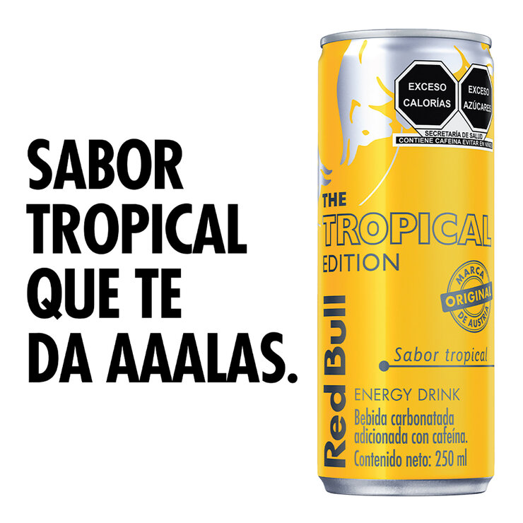 Red Bull Bebida Energética sabor Tropical 4 pzas de 250 ml — Imagen 2 de 4