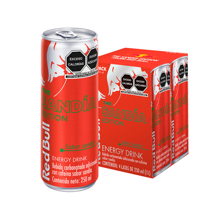 Red Bull Bebida Energética sabor Sandía 4 pzas de 250 ml — Imagen 1 de 3