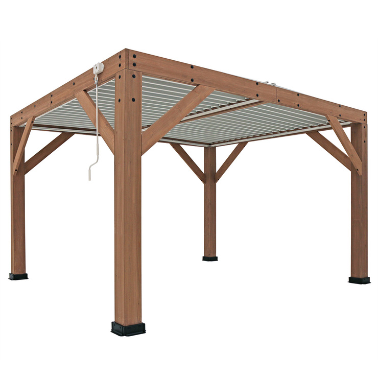 Yardistry, pérgola de madera de 3.3m x 3.9m con techo de persianas de aluminio — Imagen 3 de 4