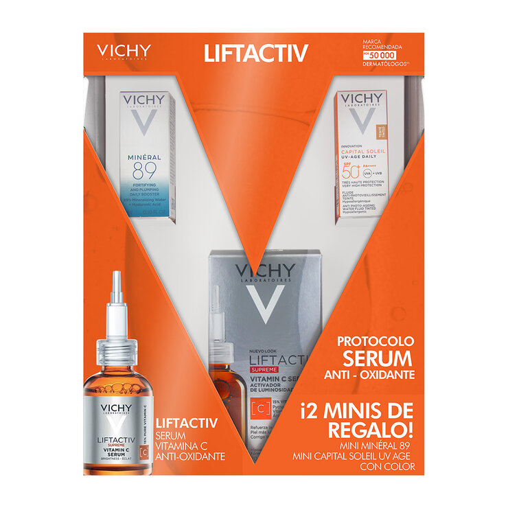 Kit Anti-Oxidante, Liftactiv Supreme  Vitamin C 20ml + Serum Mineral 89 3ml + Capital Soleil FPS 50+ 3ml — Imagen 2 de 4