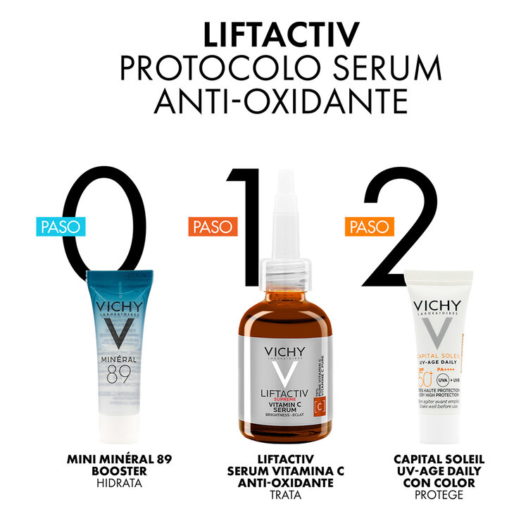 Kit Anti-Oxidante, Liftactiv Supreme  Vitamin C 20ml + Serum Mineral 89 3ml + Capital Soleil FPS 50+ 3ml — Imagen 3 de 4