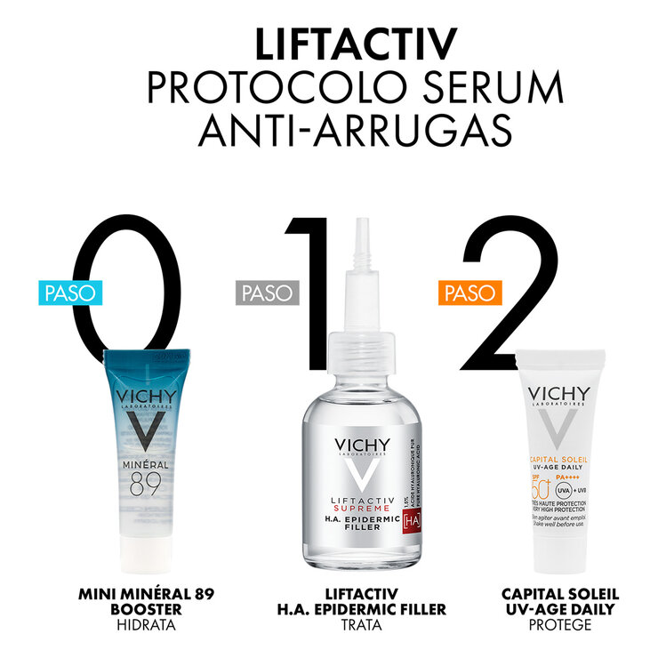 Kit Anti-Arrugas, Liftactiv Supreme H.A. Epidermic Filler 30ml + Suero Mineral 89 3ml + Capital Soleil UV - Age Daily FPS50+ 3ml — Imagen 2 de 4