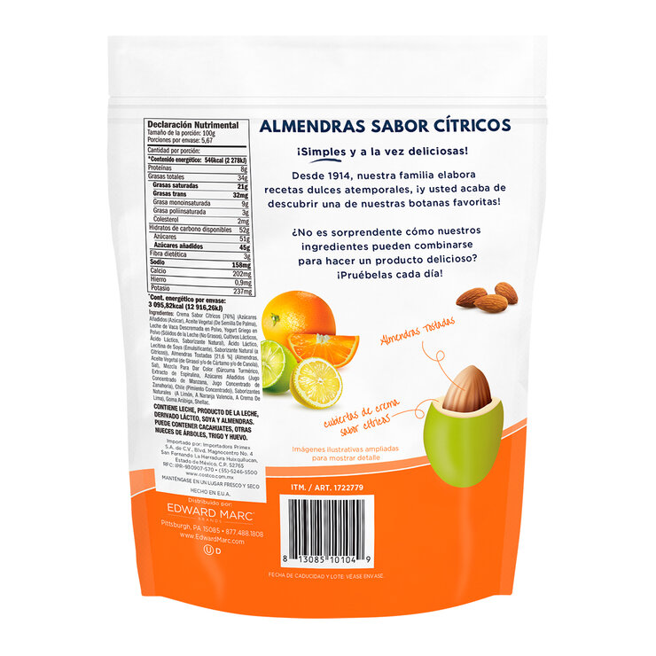 Edwardmarc Almendras Cubiertas de Crema Sabor Cítricos 567 g — Imagen 2 de 2