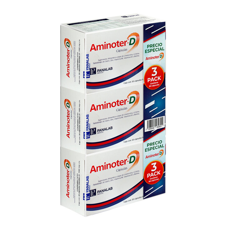 Tripack Aminoter D con 3 Cajas 90 Cápsulas — Imagen 2 de 4