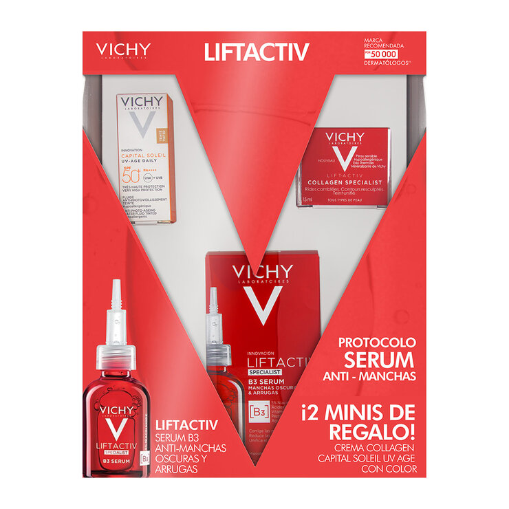 Kit Anti-Manchas Liftactiv B3 Anti-manchas 30ml + Crema Collagen Specialist 15ml + Capital Soleil UV-Age Daily FPS 50+ 3ml — Imagen 2 de 4