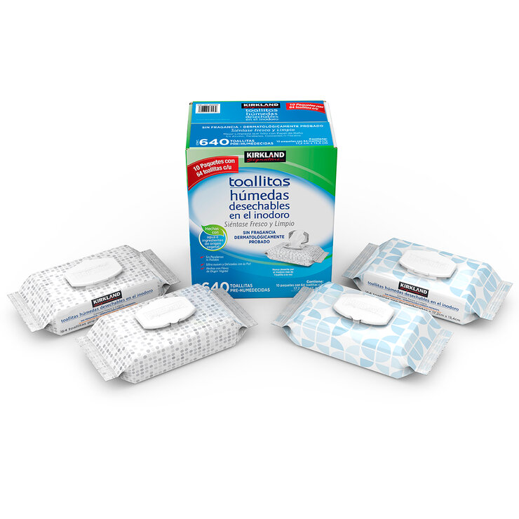 Kirkland Signature toallitas húmedas desechables en el inodoro caja con 640 toallitas — Imagen 3 de 4