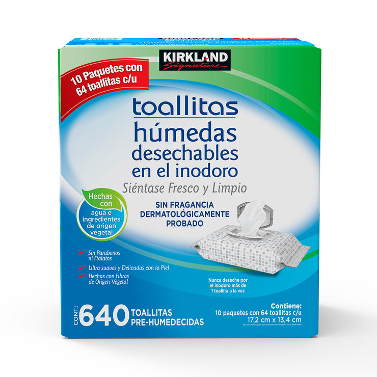 Kirkland Signature toallitas húmedas desechables en el inodoro caja con 640 toallitas — Imagen 1 de 4