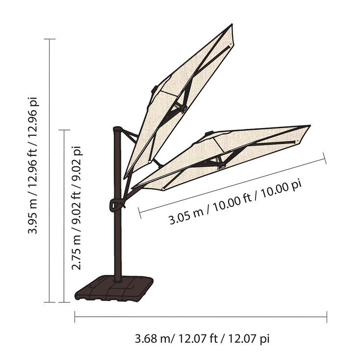 Seasons Sentry, Sombrilla de 3.05 m x 3.98 m Voladizo con Base — Imagen 4 de 4