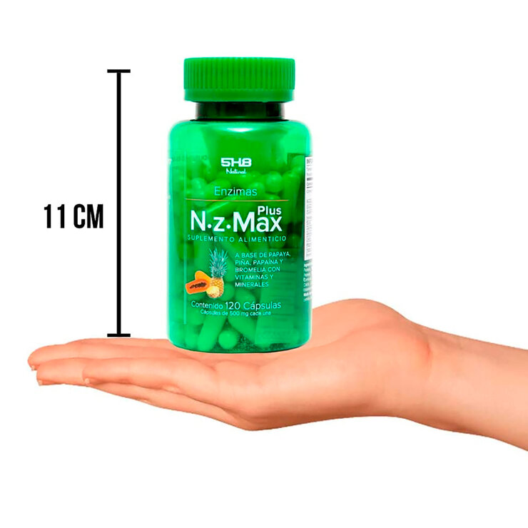 NZ Max Plux Enzimas Vegetales de Papaya, Piña, Papaína y Bromelina 120 cápsulas de 500mg c/u — Imagen 2 de 4