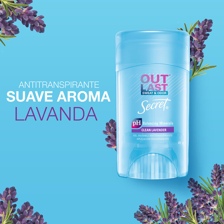 Secret Antitranspirante en Gel Outlast Lavender Invisible 6 pzas de 45 g — Imagen 3 de 4
