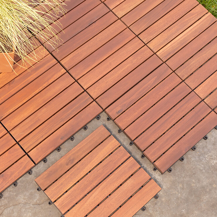 Hanie Design, Piso Vertical de Madera para Exterior, Color Café