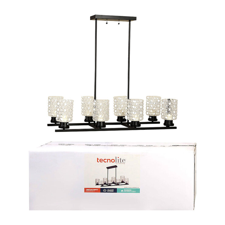 Tecnolite, Lámpara Colgante con Acabado Color Negro y Pantallas de Cristal Transparente — Imagen 3 de 4