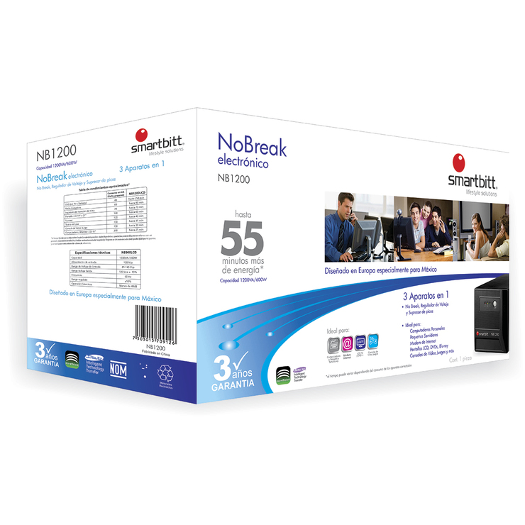 Smartbitt, No Break Regulador y Supresor de Picos, NB1200 — Imagen 3 de 4