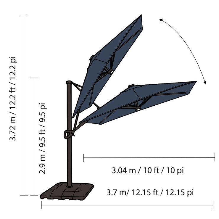 Seasons Sentry, Sombrilla Azul de 3.04 m con Base y Luz LED Solar — Imagen 2 de 4