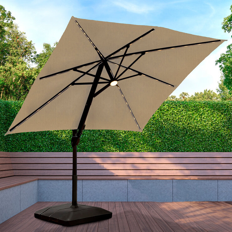 Seasons Sentry, Sombrilla de 3.04 m con Base y Luz LED Solar — Imagen 2 de 4