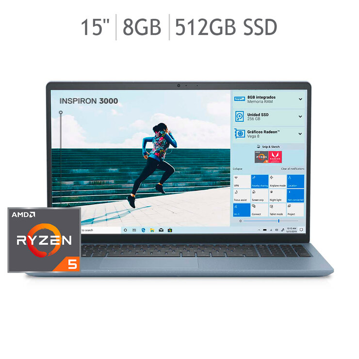 Dell Laptop Inspiron 15.6" AMD Ryzen™ 5 3450U 8GB+512GB SSD Windows 11  — Imagen 1 de 4