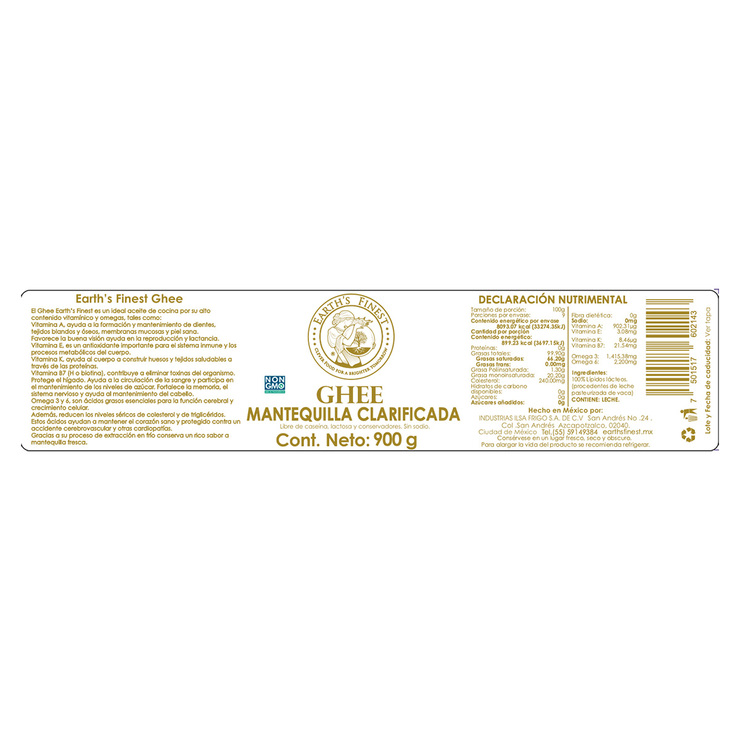 Earth's Finest Ghee Mantequilla Clarificada 900 g — Imagen 3 de 3