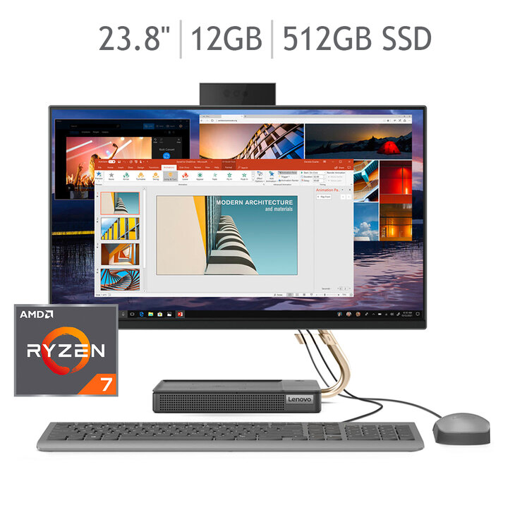 Lenovo AIO 23.8" AMD Ryzen™ 7 5700U 12GB + 512GB SSD  — Imagen 1 de 4