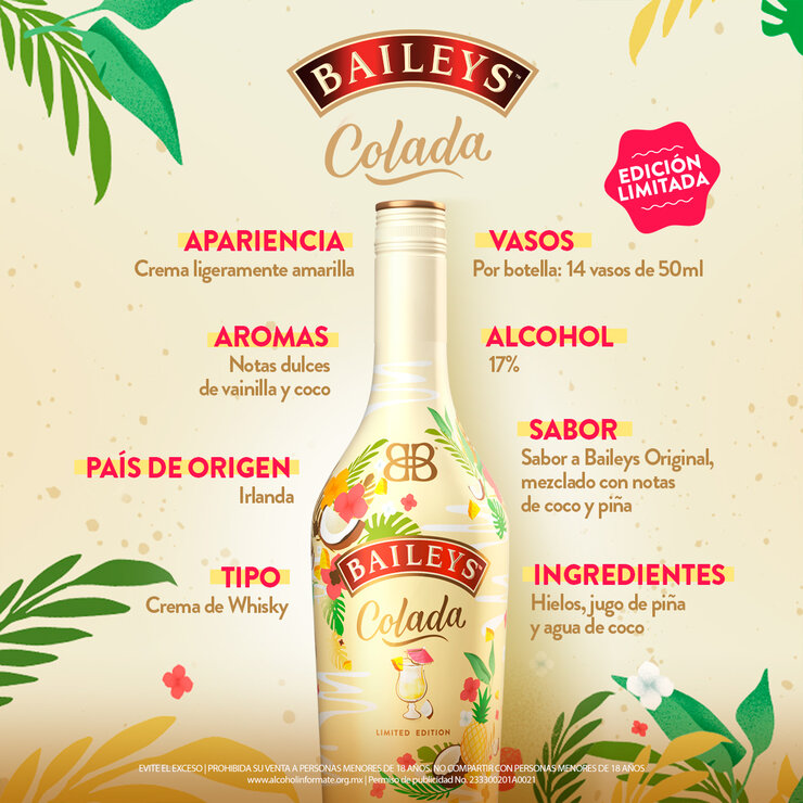 Crema Irlandesa Bailey's Colada 700 ml — Imagen 2 de 3