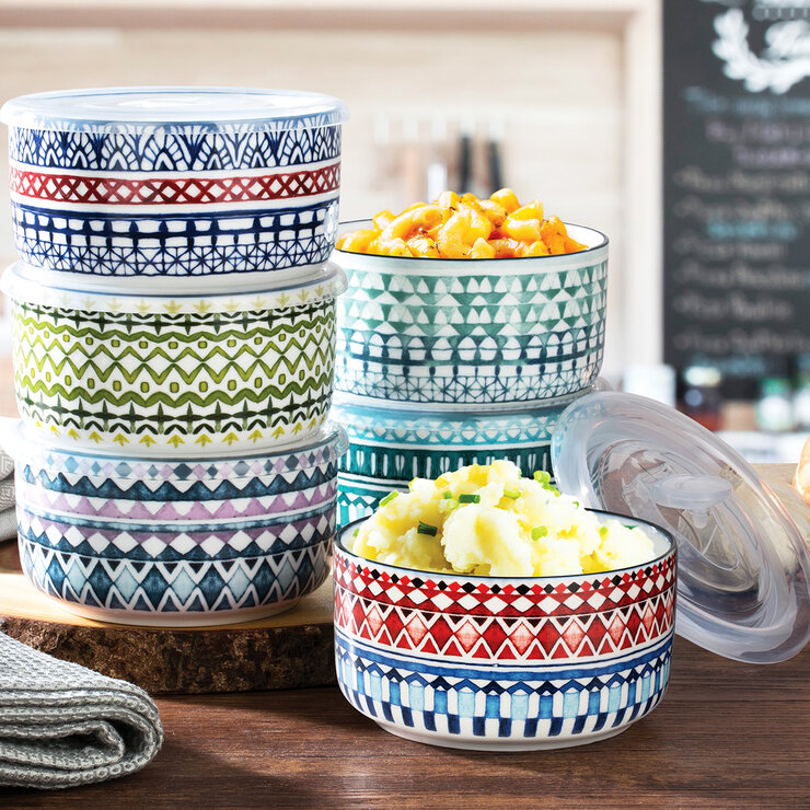Signature Housewares Incorporated Juego de 6 Recipientes para Microondas con Tapas — Imagen 1 de 3