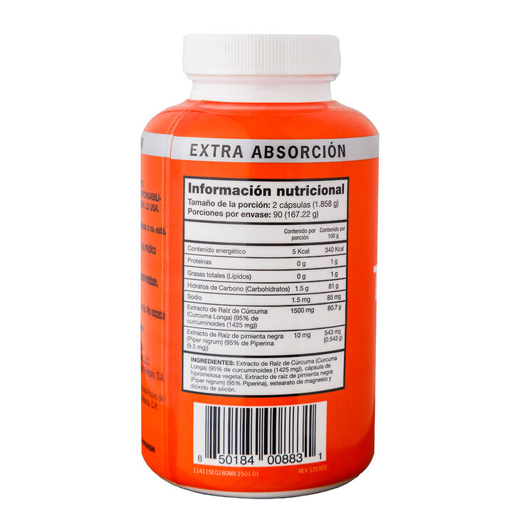 Qunol Turmeric 180 cápsulas de 1500 mg — Imagen 2 de 3