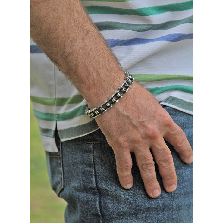 Pulsera de Acero Inoxidable, Blanco y Negro para Caballero — Imagen 2 de 2
