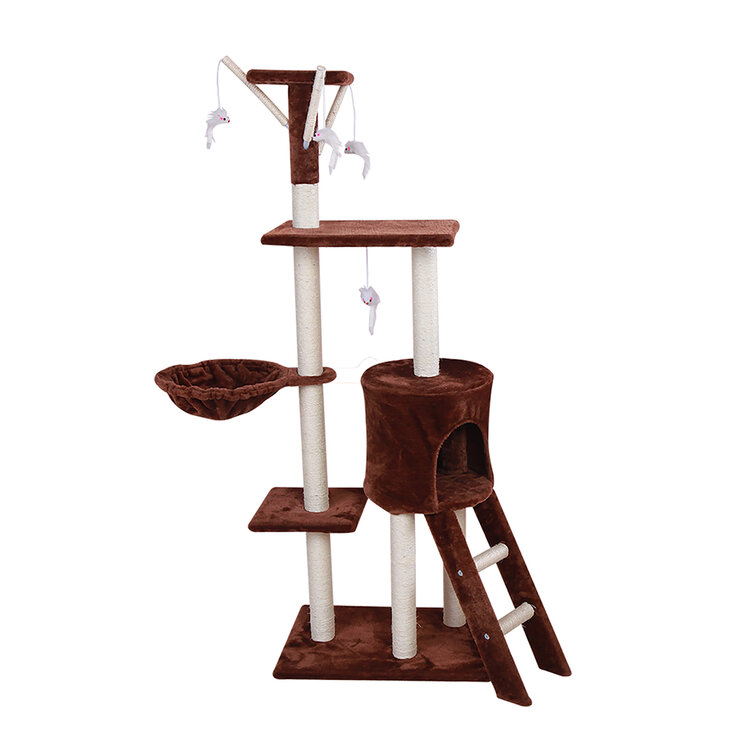 Fancy Pets Mueble para Gato con Escalera, Casa, Hamaca, Juguete y Postes Rascador 140 cm  — Imagen 2 de 3
