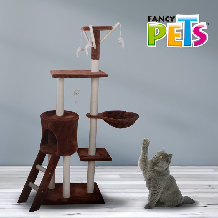 Fancy Pets Mueble para Gato con Escalera, Casa, Hamaca, Juguete y Postes Rascador 140 cm  — Imagen 3 de 3
