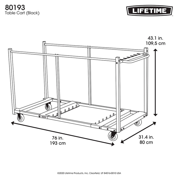 Lifetime Mesas Plegables Redondas 1.82m Color Blanco 12 Piezas con Carro Transportador — Imagen 3 de 4