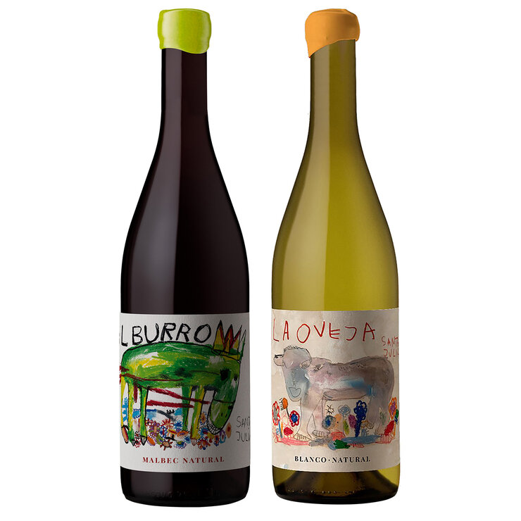 Vino Tinto El Burro Santa Julia Orgánico 750ml + Vino Blanco La Oveja Santa Julia Orgánico 750ml — Imagen 1 de 3
