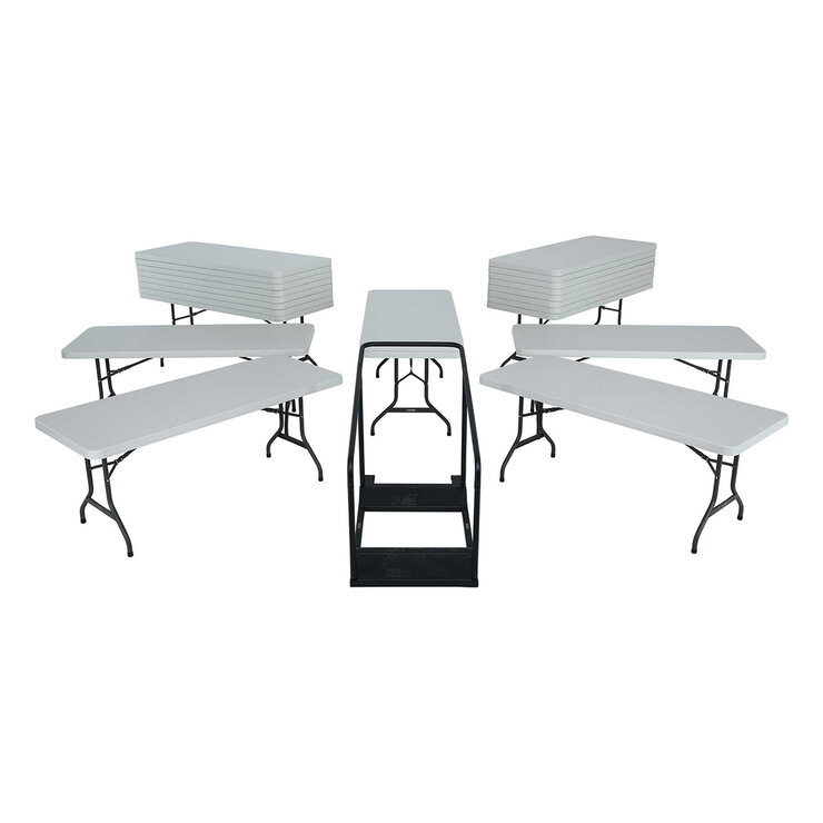 Lifetime Mesas Plegables 1.82cm Color Blanco 22 Piezas con Carro Transportador — Imagen 4 de 4