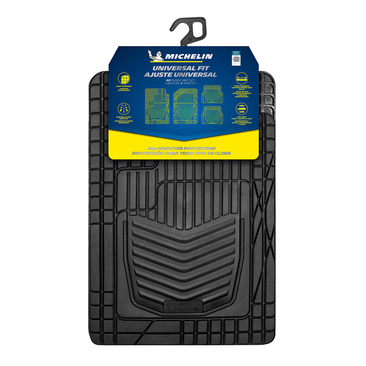 Michelin Tapete Universal de Hule Negro Para Automóvil 4 Piezas