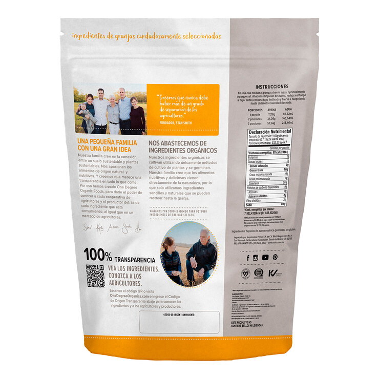 One Degree Avena Germinada Sin Gluten 2.27 kg — Imagen 2 de 2