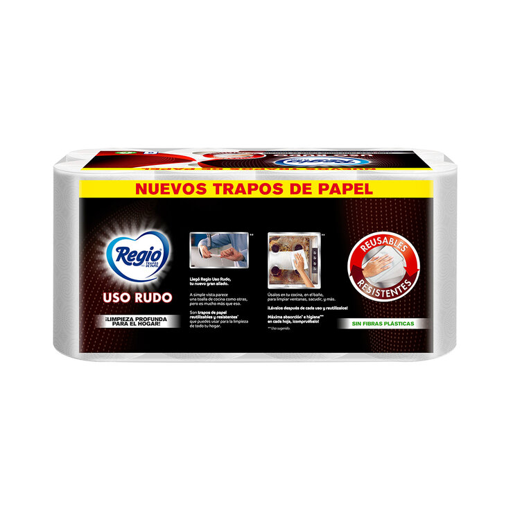 Regio Trapos de Papel Uso Rudo 8 Rollos — Imagen 2 de 4