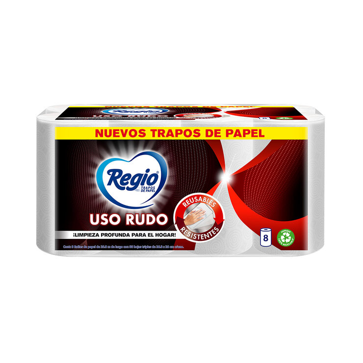 Regio Trapos de Papel Uso Rudo 8 Rollos