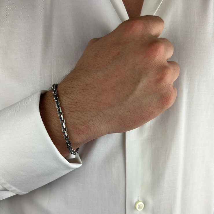 Avonza Men, Brazalete Eslabones de Plata Pavonada, Acabado Mate, para Caballero — Imagen 2 de 2