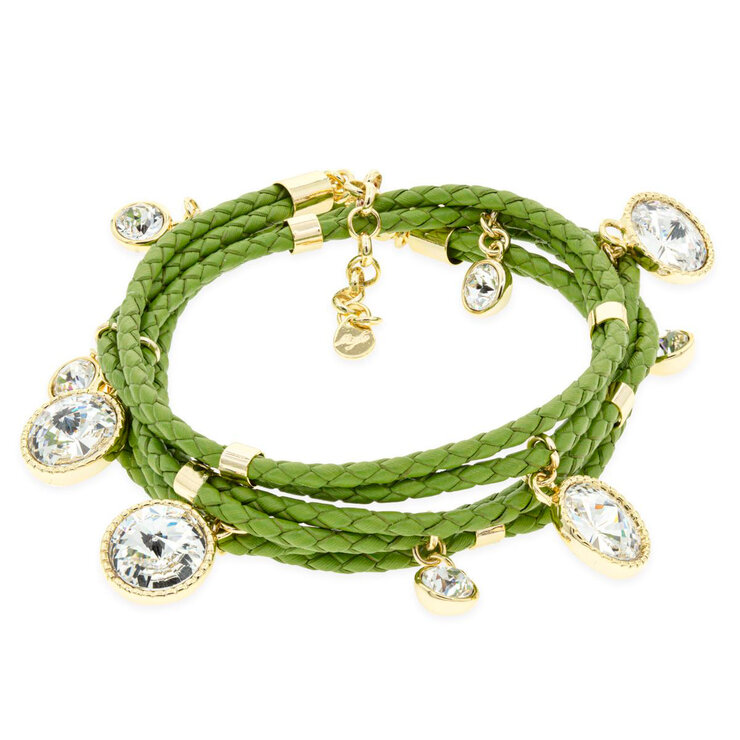 Mayfer, Pulsera de Piel, Colección Praga, con Cristales Austríacos, en Varios Colores — Imagen 2 de 4