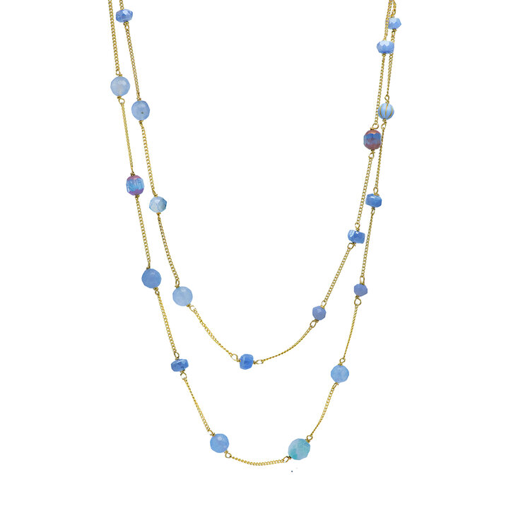 HFM2 Joyería, Collar Extra Largo con Piedras Semipreciosas en Varios Colores — Imagen 2 de 4