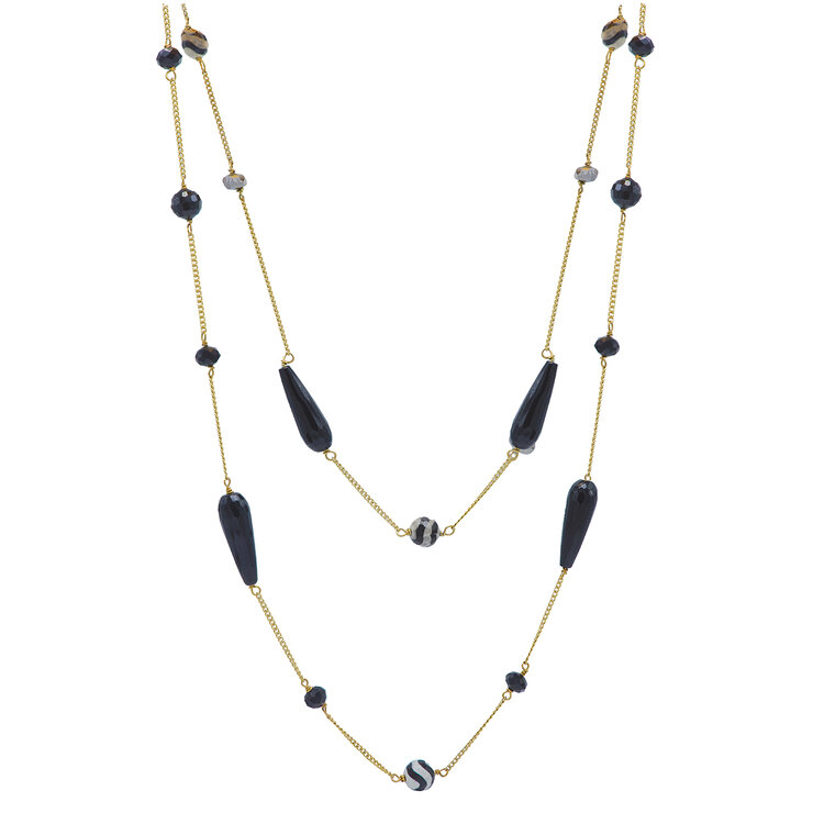 HFM2 Joyería, Collar Extra Largo con Piedras Semipreciosas en Varios Colores — Imagen 3 de 4