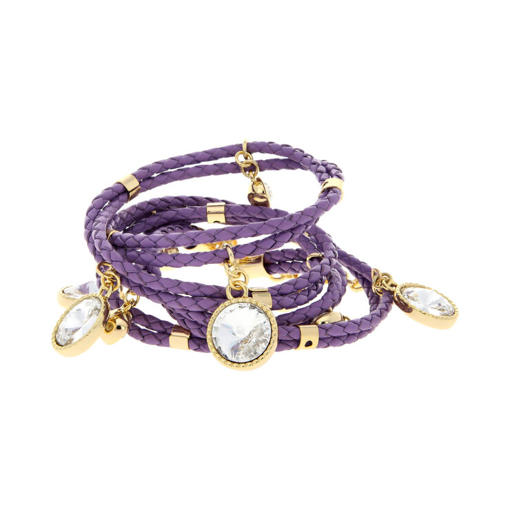 Mayfer, Pulsera de Piel, Colección Praga, con Cristales Austríacos, en Varios Colores — Imagen 1 de 4