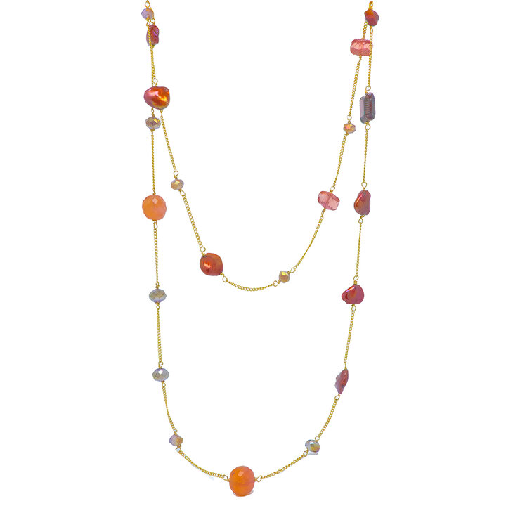 HFM2 Joyería, Collar Extra Largo con Piedras Semipreciosas en Varios Colores — Imagen 1 de 4
